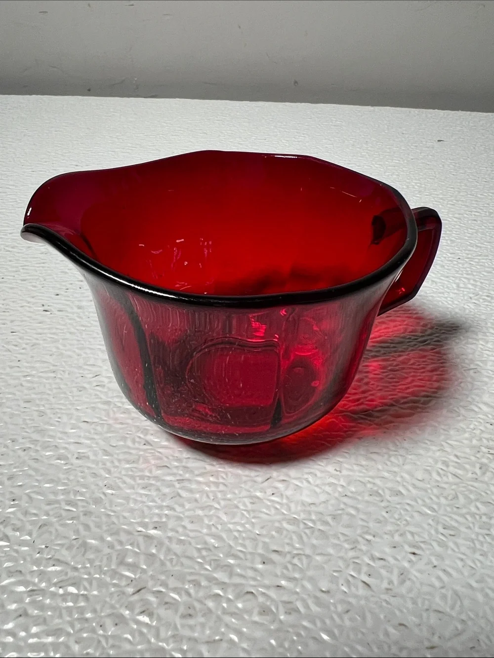 Vintage Ruby Red Glass Creamer and Sugar Set